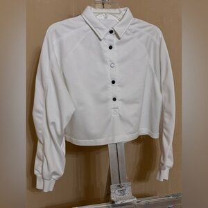 SHEIN White Cropped Snap-Up Shirt/Jacket Sz S